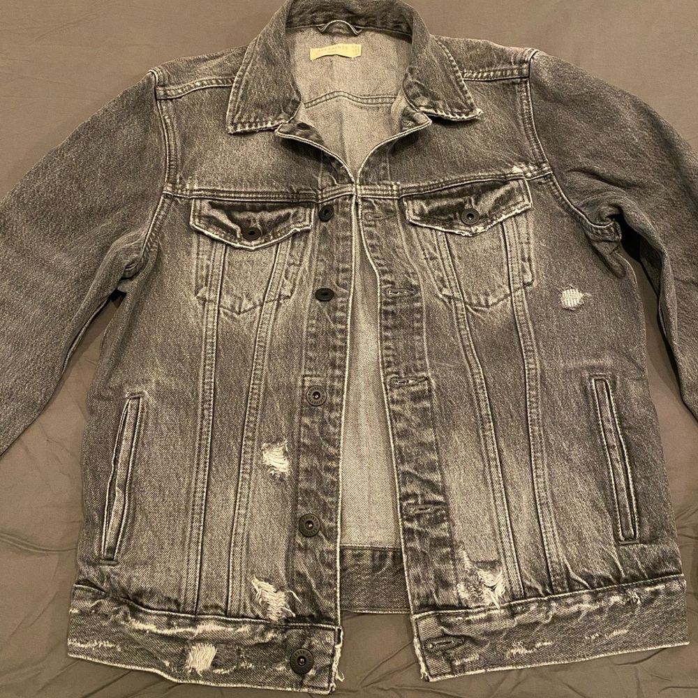 All Saints Dark Gray Jean Jacket Adult Small